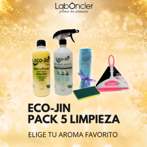PACK 5 Limpieza ECOJIN +DIFUSOR+RASQUETA LIMPIA CRISTALES+BAYETA MICROFIBRA+ESTROPAJO CON ESPONJA
