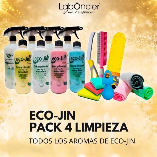 PACK 4 Limpieza 4 ECOJIN +4 DIFUSORES+PLUMERO+CEPILLO JUNTAS AMARILLO+CEPILLO TEXTIL ROSA+4 BAYETAS+4 ESTROPAJOS ESPONJA+BOLA DESCALCIFICADORA