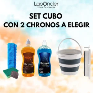 SET CUBO PLEGABLE+2 CHRONOS A ELEGIR+BAYETA MICROF.+ESTOPAJO CON ESPONJA+JABONOSO