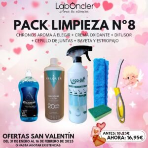 PACK LIMPIEZA  Nº8  CHRONOS+CREMA OXIDANTE+DIFUSOR+CEPILLO JUNTAS+BAYETA Y ESTROPAJO CON ESPONJA