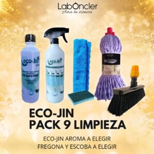 PACK Nº 9 ECOJIN (ELEGIR)+DIFUSOR+FREGONA (ELEGIR)+ESCOBA (ELEGIR)+BAYETA MICROFIBRA+ESTOPAJO CON ESPONJA