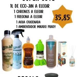 SUPER LOTE ECOJIN 1L A ELEGIR+ CHRONOS A ELEGIR+ FREGONA A ELEGIR + AGUA OXIGENADA + MIKADO PRADY