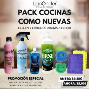 PACK COCINAS NUEVAS (ECO-JIN A ELEGIR CON DIFUSOR+CHRONOS A ELEGIR+PERSEO+SCRUB PET+2 BAYETAS MICROFIBRA