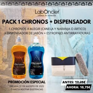 PACK CHRONOS+DISPENSADOR JABON CON ESPONJA ANTIRRAYADURAS