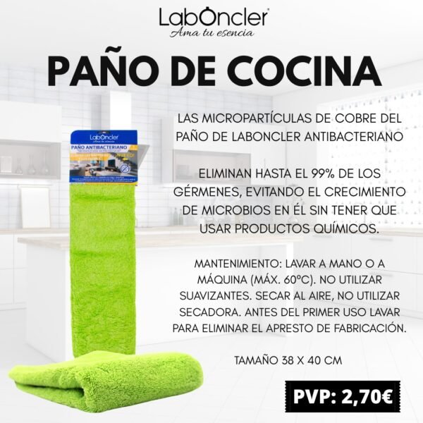 PAÑO COCINA ANTIBACTERIANO 38x40cm - Imagen 2