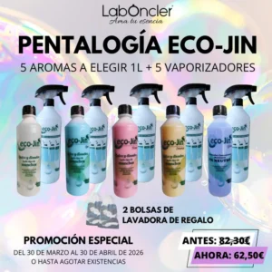 PENTALOGÍA ECO-JIN: 5 AROMAS A ELEGIR + 5 VAPORIZADORES + REGALO 2 BOLSAS DE LAVADORA