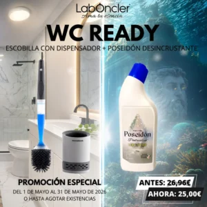 PACK WC READY: ESCOBILLA VIRAL CON DISPENSADOR + POSEIDÓN